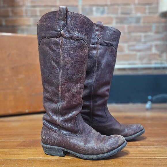 Frye "Carson" Brown Leather Knee High Riding Boots Size 7 - Picture 1 of 8